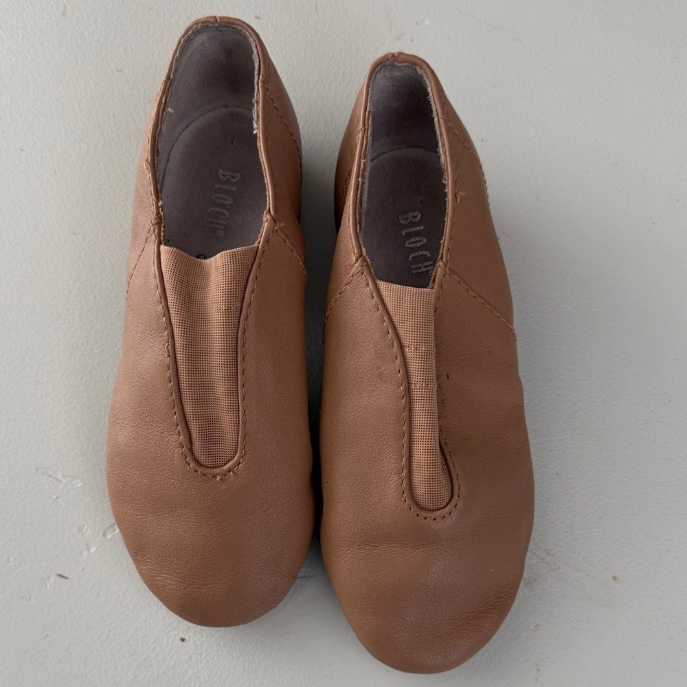 Bloch Neo-Flex Jazz Shoes Child Sizes Tan Leather Neoprene Dance Size 8